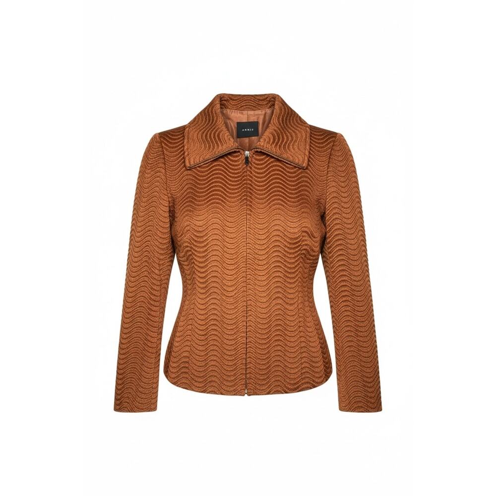 Akris Rust Textured Wool Blend Jacket Size 14 Us - image 2